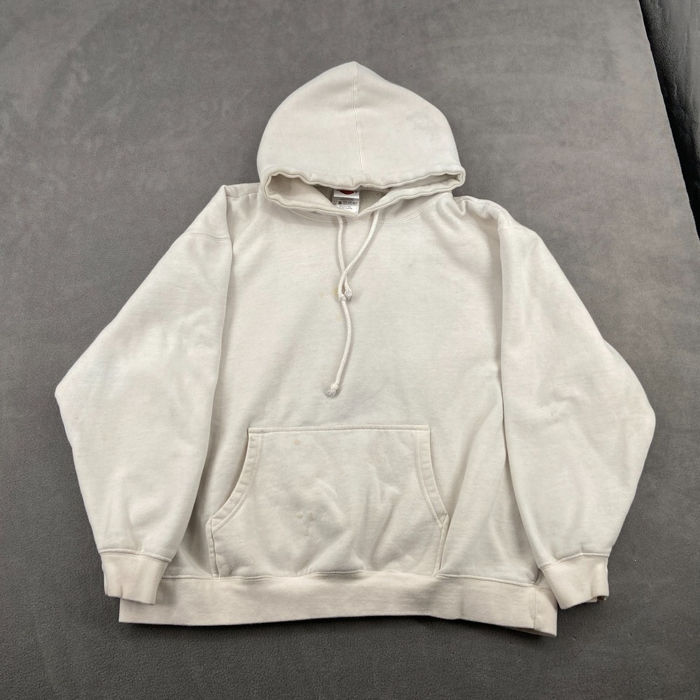 Vintage Harley Davidson Hoodie Mens XL White Cotton Fleece Lined Kangaroo Pocket
